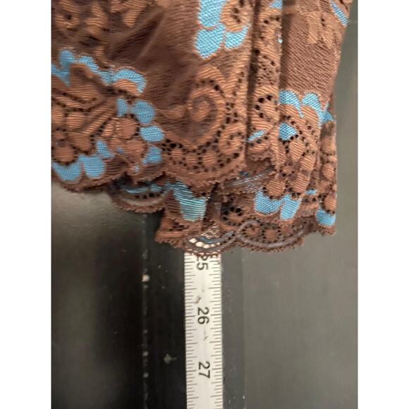 Hillard & Hanson Cami Womens Size 2XL Brown Blue Lace Floral Strappy Fairy Y2K - Picture 6 of 7